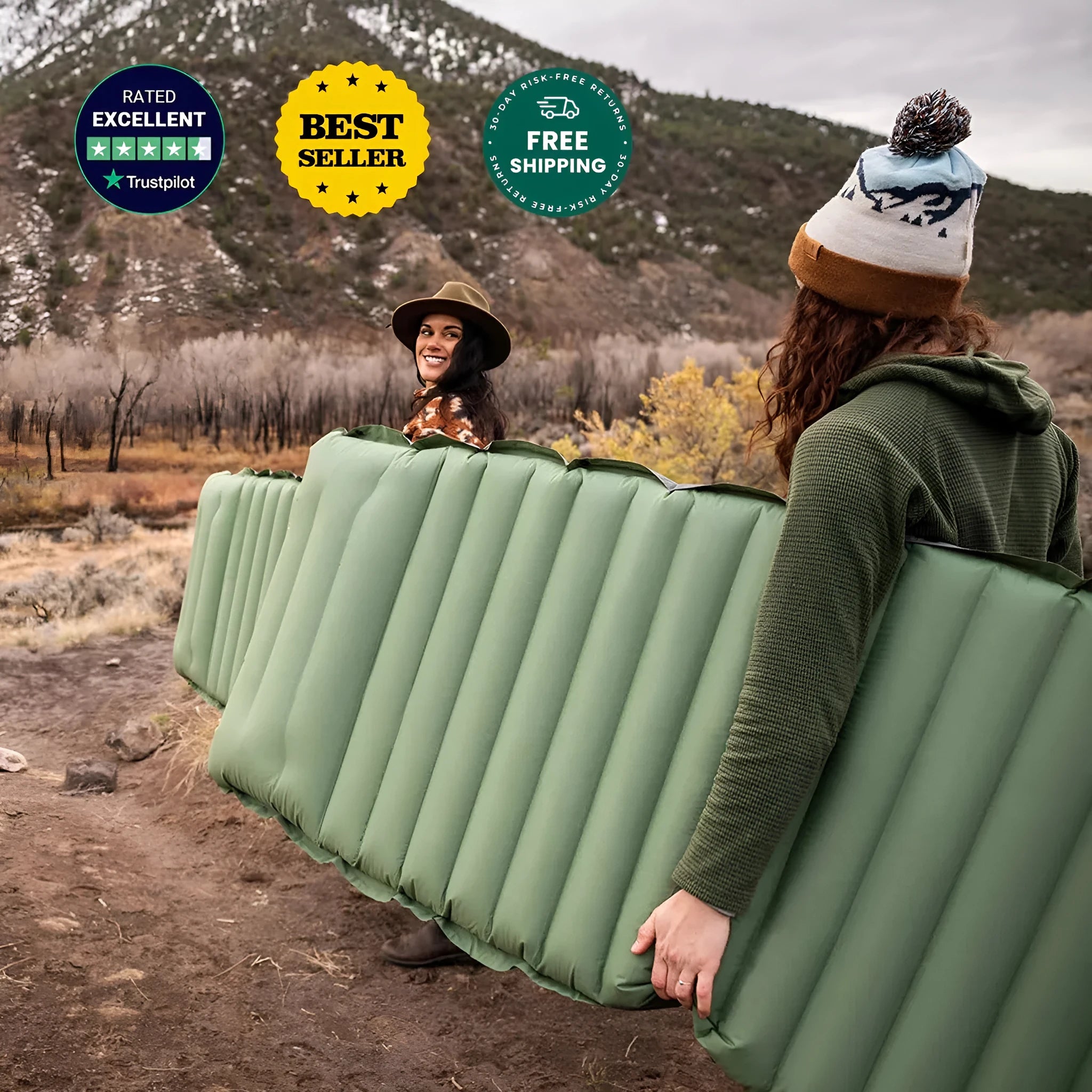 Camping sleeping mat inflatable 40D nylon TPU single 195x70x10cm outdoor portable