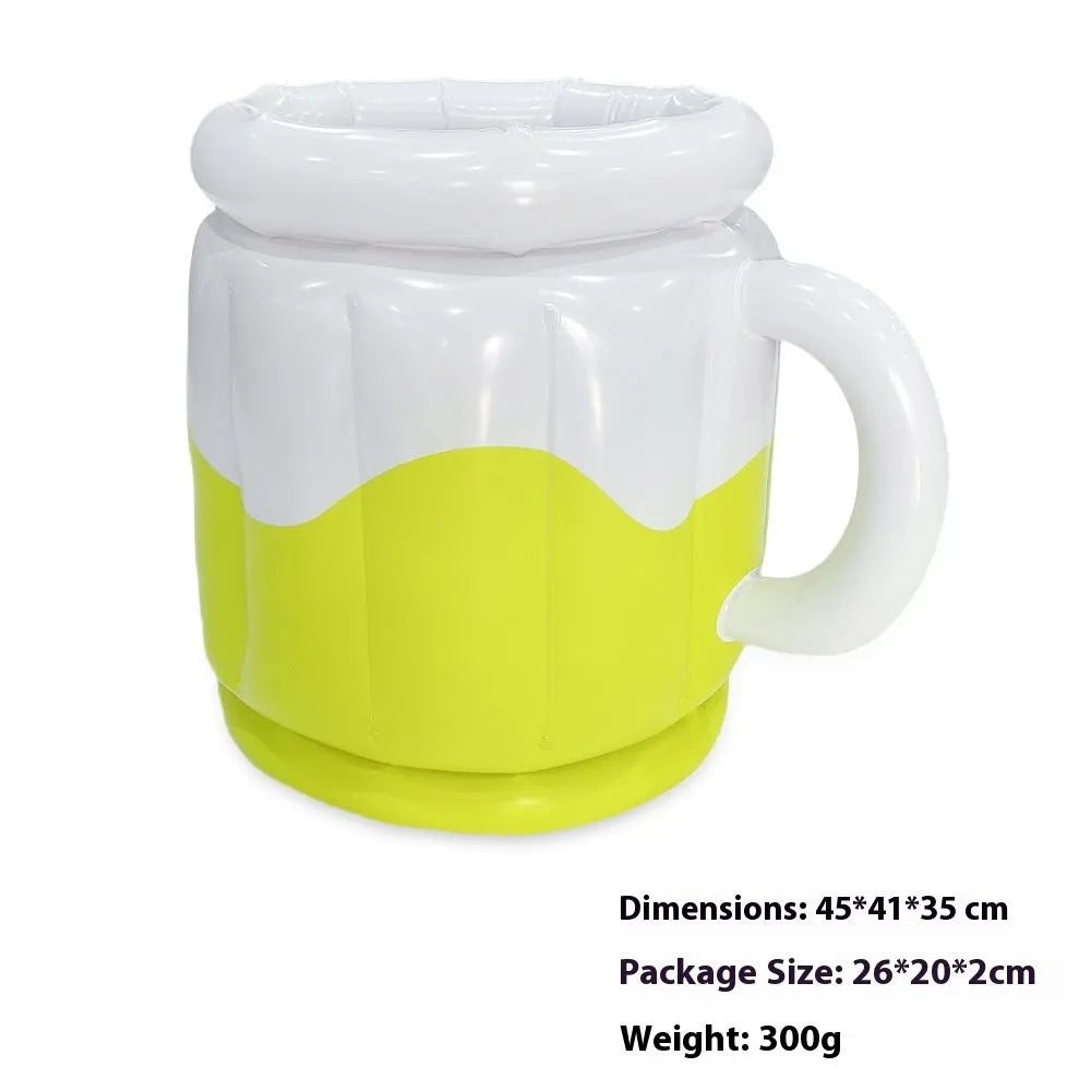 Yellow inflatable PVC ice bucket designed for cooling 2L beer steins at outdoor events