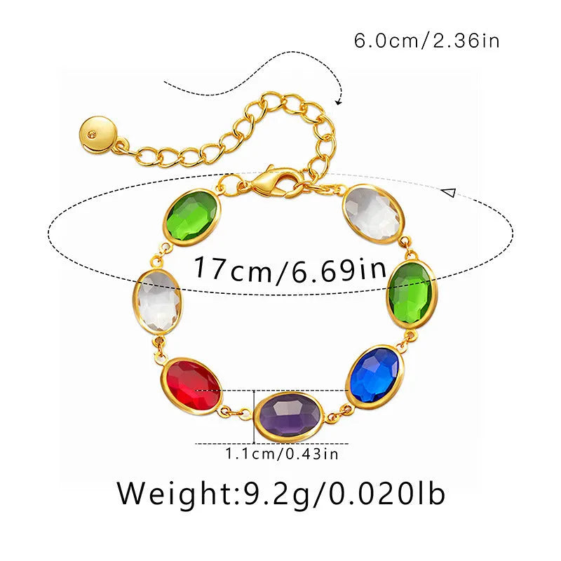 Geometric women's copper bracelet with glass inlay in blue, green, and multicolor options