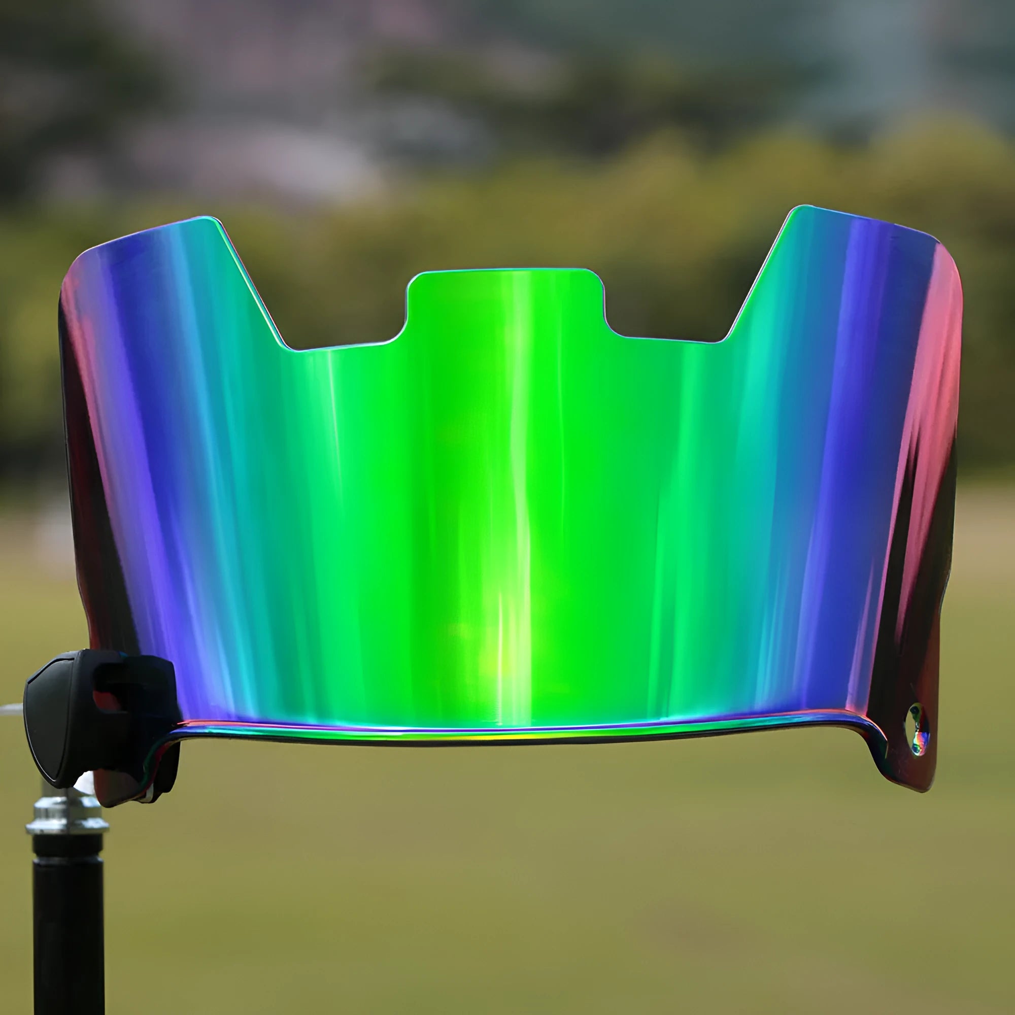 American style multicolor rugby helmet goggles showing tool-free attachment system