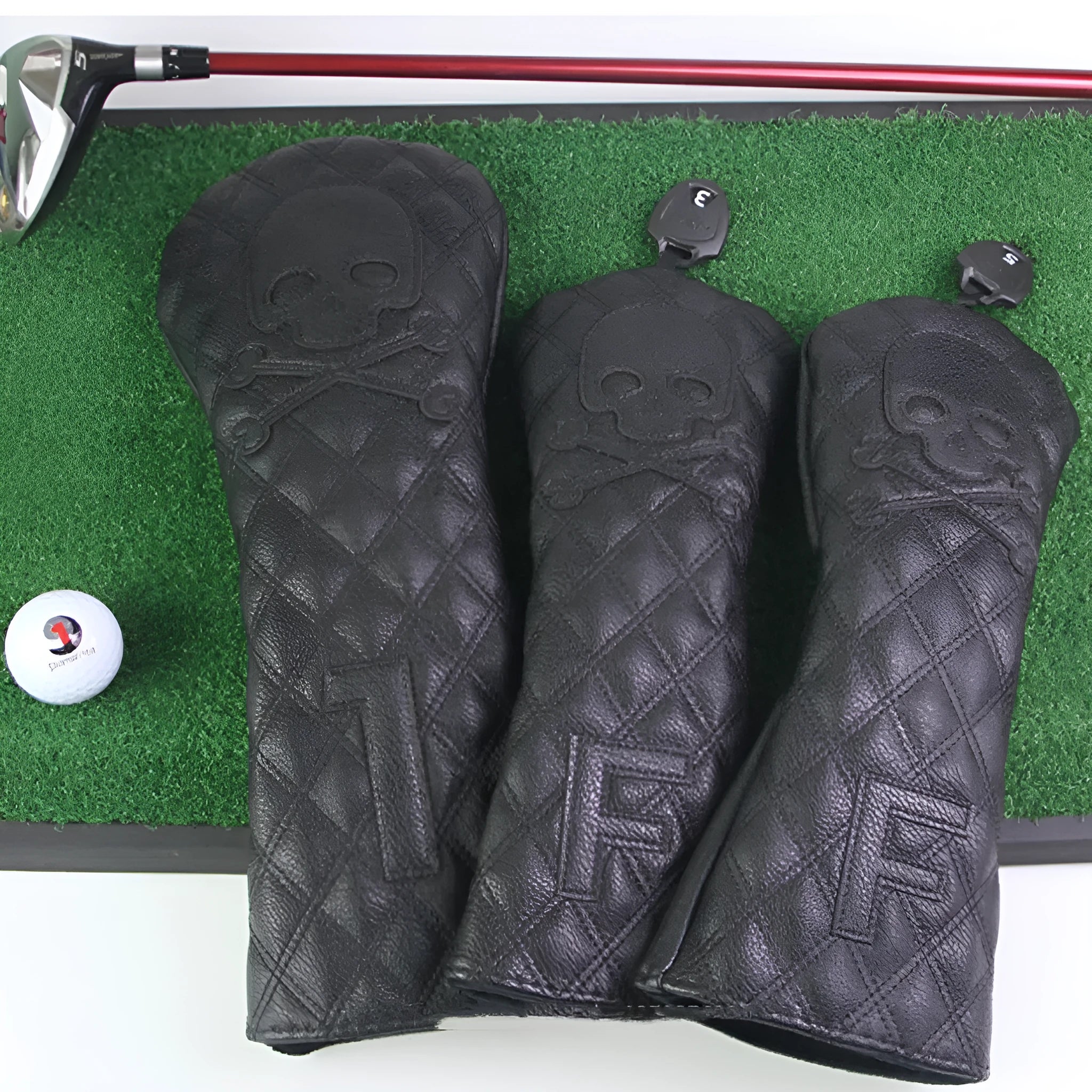 Black and white PU waterproof golf wooden pole protective cover for equipment storage