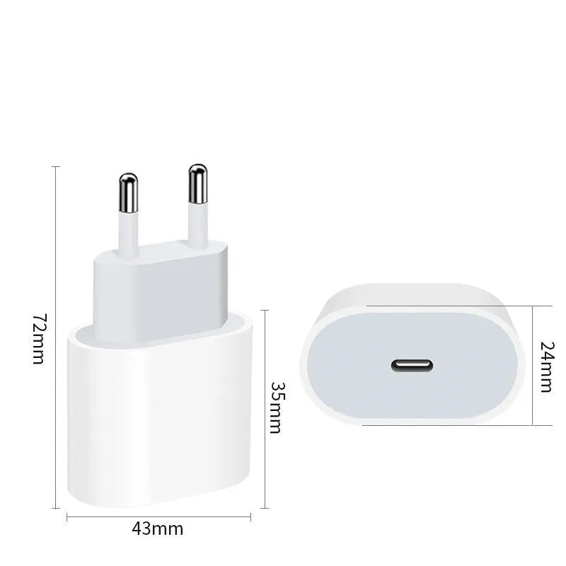 PD20W direct charge mobile phone charger with USB port for EU or US outlets