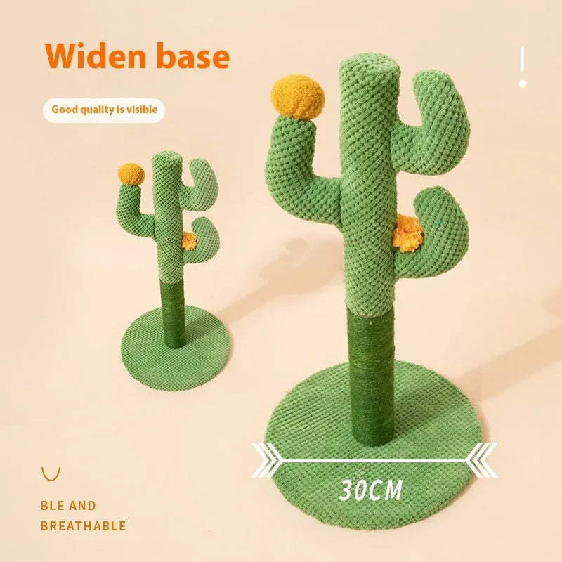 Cactus-shaped cat scratch board with climbing pole and platform, coconut tree alternative design