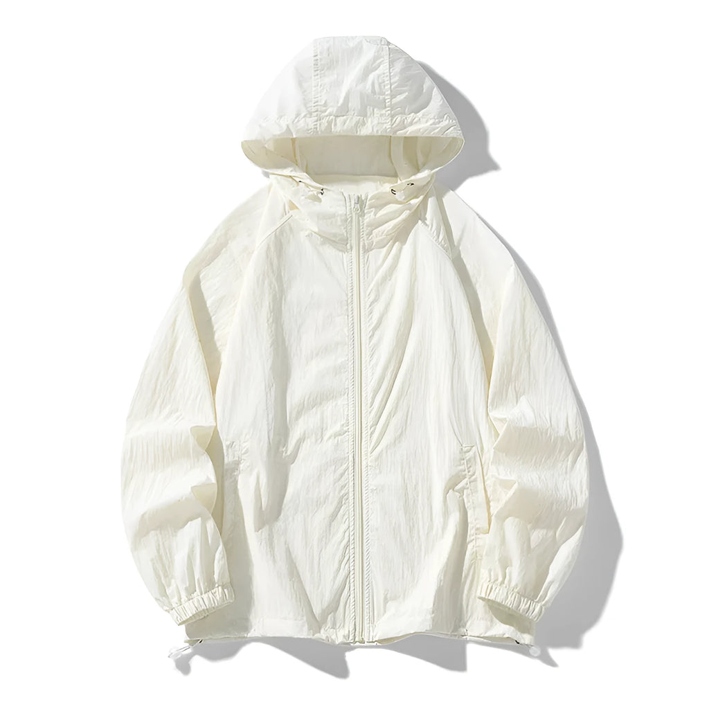 Lightweight loose fit outdoor sports jacket in nylon fabric available in multiple colours including pink, navy blue, and wine red
