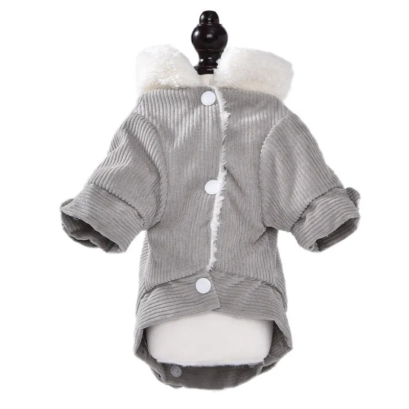 Lambswool fleece-lined dog vest in grey or pink with wool lining for autumn and winter warmth