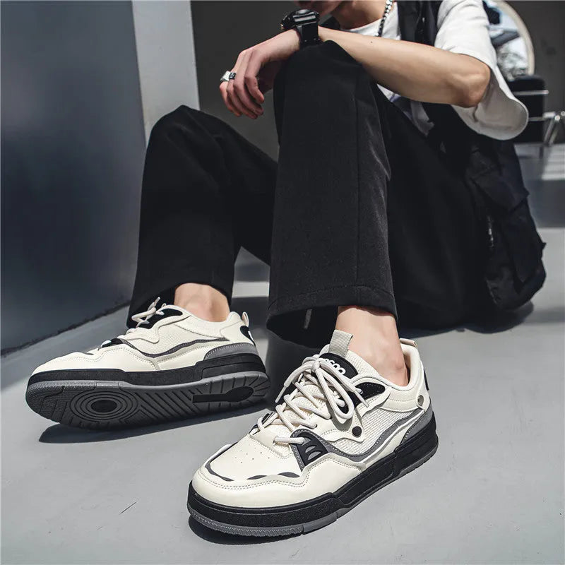 Men's low-top mesh board shoes flat heel casual breathable rubber sole stitching sizes 39-44