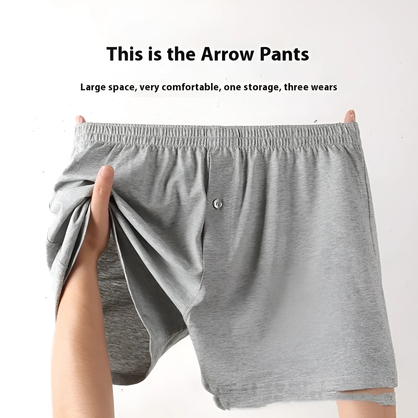 Men's black cotton loose boxer shorts with a high waist on a white background