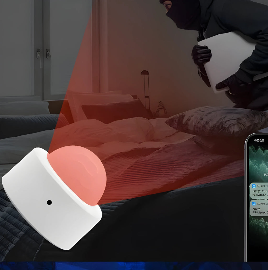 White wireless infrared body sensor for home automation with ZigBee 3.0 connectivity