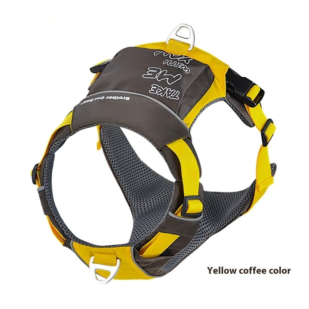 Nylon dog chest strap vest harness with single chest back design in orange blue colour