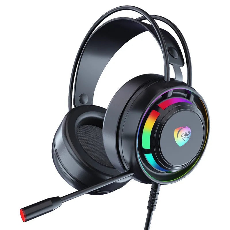 Black wired computer gaming headset with microphone, over-ear design with 50mm drivers and 2.2m cable