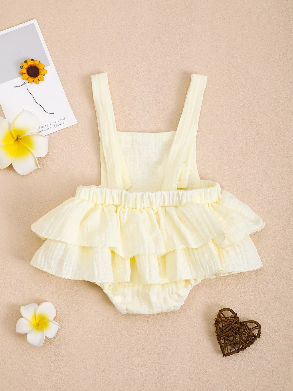 Baby girls cotton triangle jumpsuit sling dress in orange, apricot, and white for summer 0-18 months