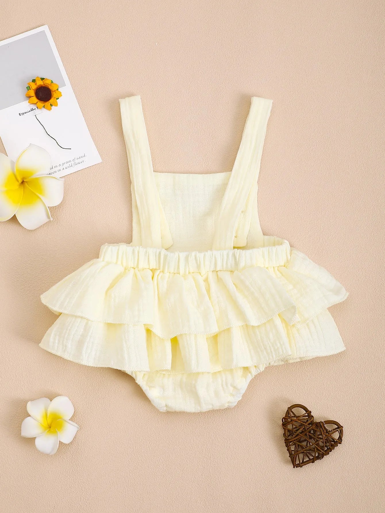 Baby girls cotton triangle jumpsuit sling dress in orange, apricot, and white for summer 0-18 months