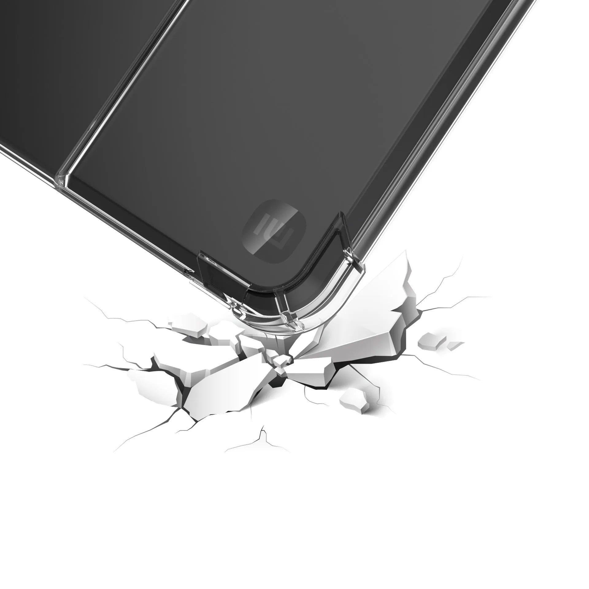 Transparent airbag protective case for 7-inch Xiaomi device showing shockproof design