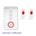 White one-click voice emergency alert device with buzzer and three wireless call buttons.