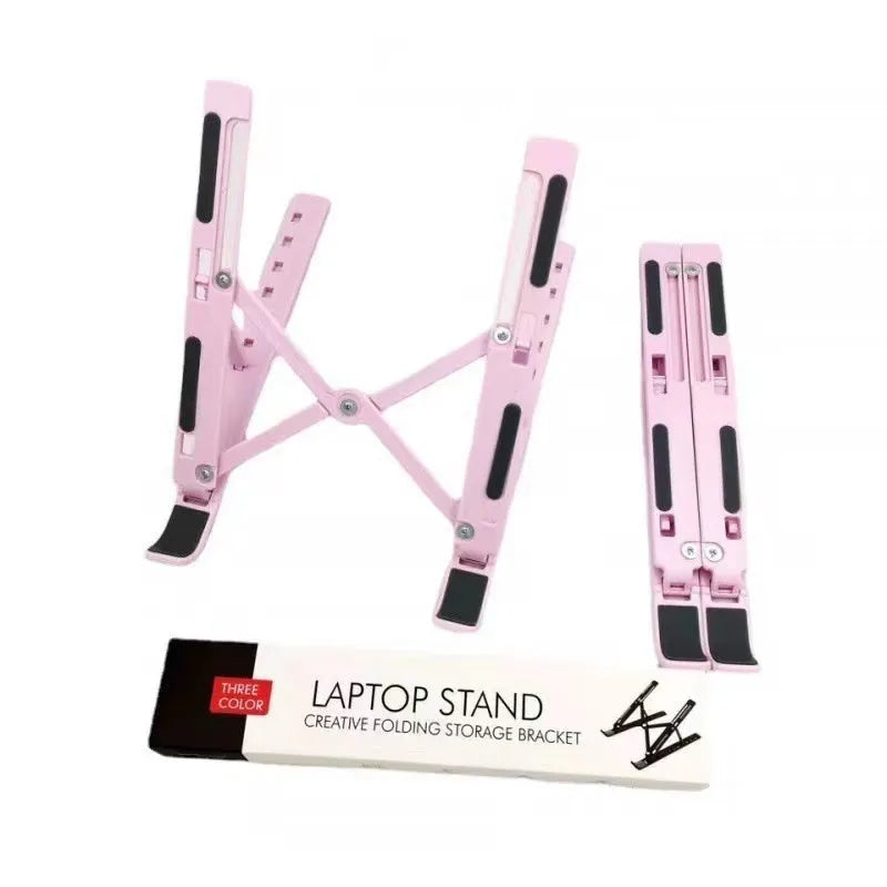 Silver aluminium alloy folding laptop stand with silicone padding for 16-inch or 18-inch devices
