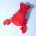 Red lobster stuffed dog toy with squeaker for small and medium breeds