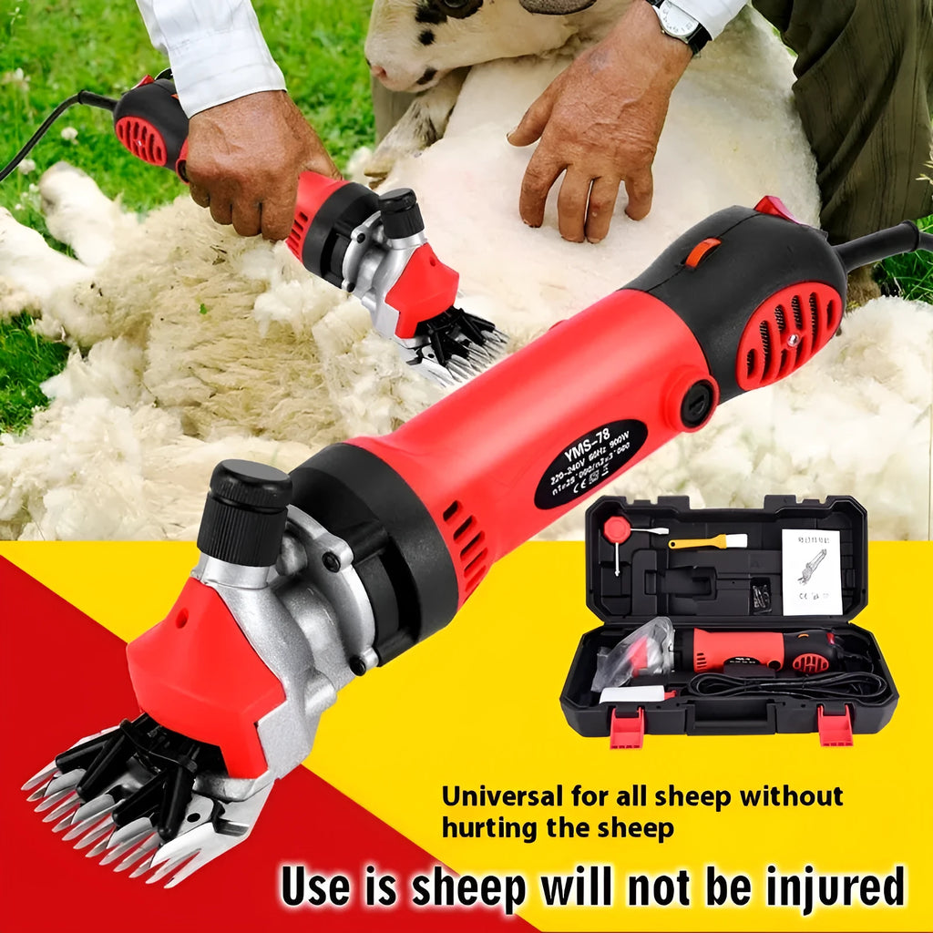Yellow American 110V electric wool shearing machine with multiple blade sets and accessories