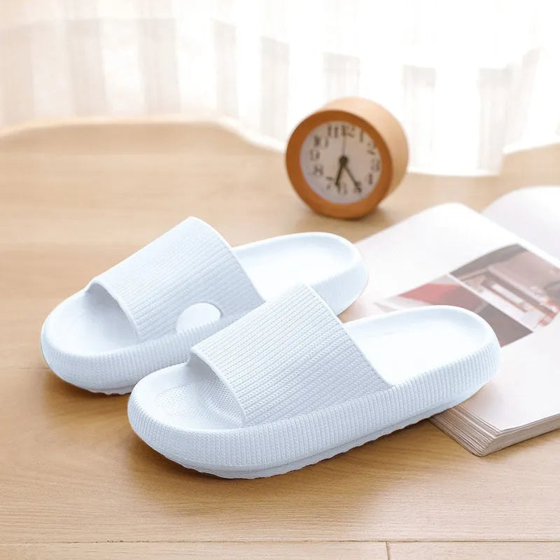 Ladies platform slippers summer beach soft sole in orange colour with thin platform
