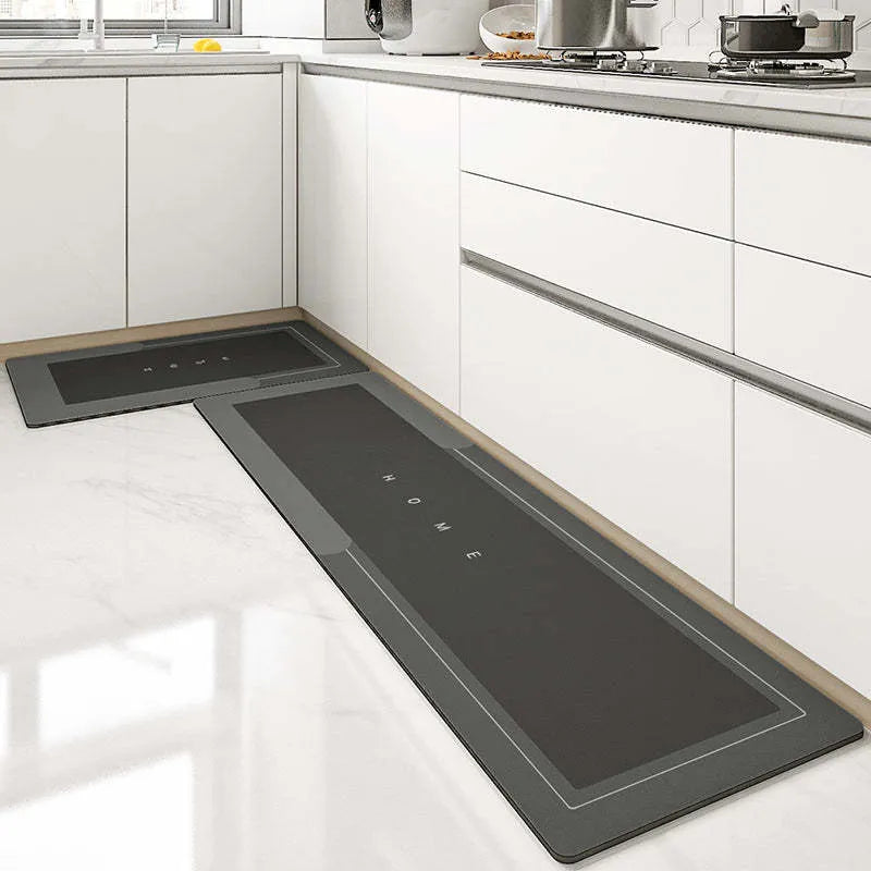 Bathroom floor mat in blue colour, oval shape, showing machine-woven blended texture