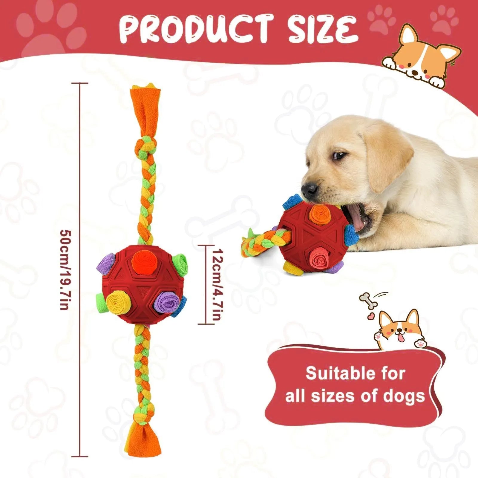 Blue pet sniffing ball dog puzzle toy for IQ training with treat compartment.