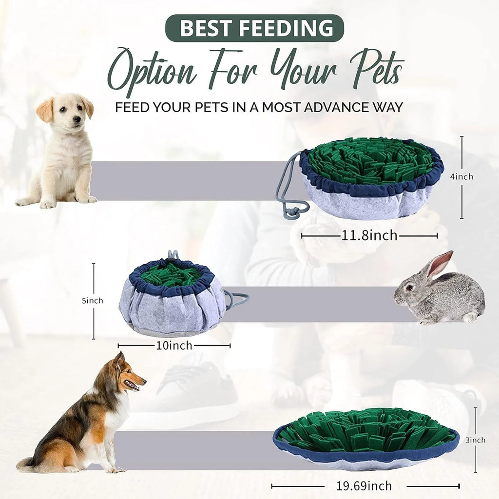 Large blue adjustable snuffle mat for dogs with fabric strips and non-slip backing