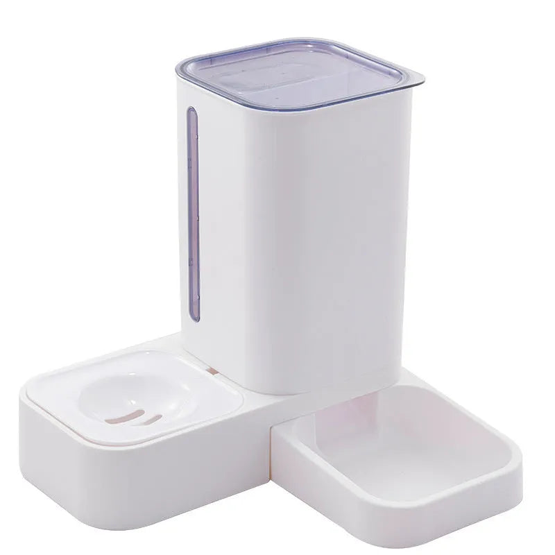 Pet automatic water storage double plastic bowl in grey with slow drinking design, size 32x31x32cm
