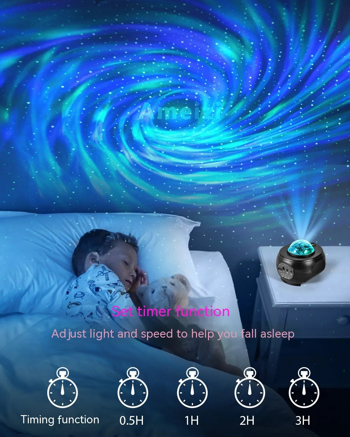 APP starry sky projector music night lamp with remote control and USB cable