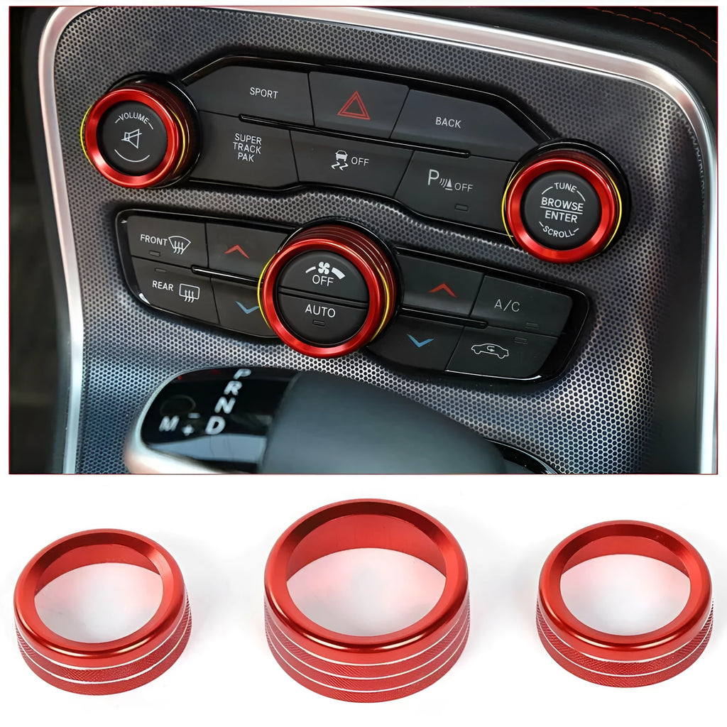 Aluminium alloy decorative ring for Dodge Challenger and Grand Cherokee air conditioning knob