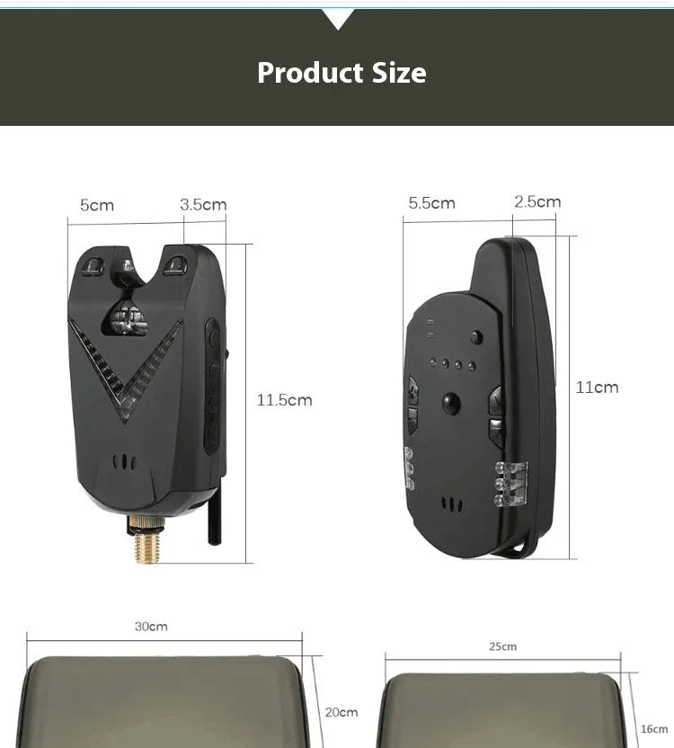 Wireless fishing electronic alarm kit with modular receivers for bite detection