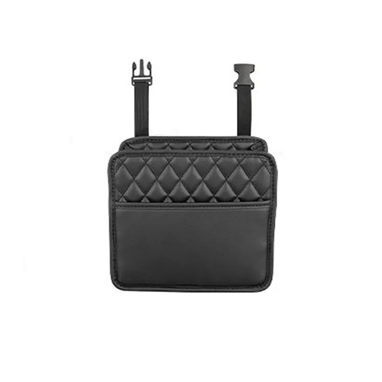 Leather hanging car storage bag in black, pink, green, or white colours, 25cm size