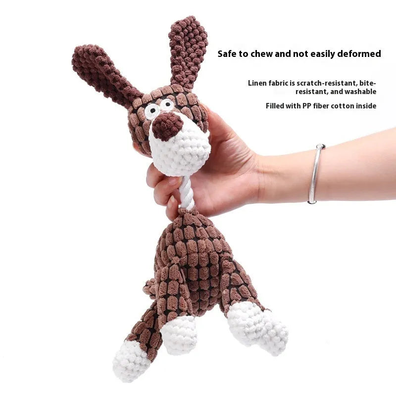 Plush pet chew toy in donkey, duck or elephant style for puppy teething relief