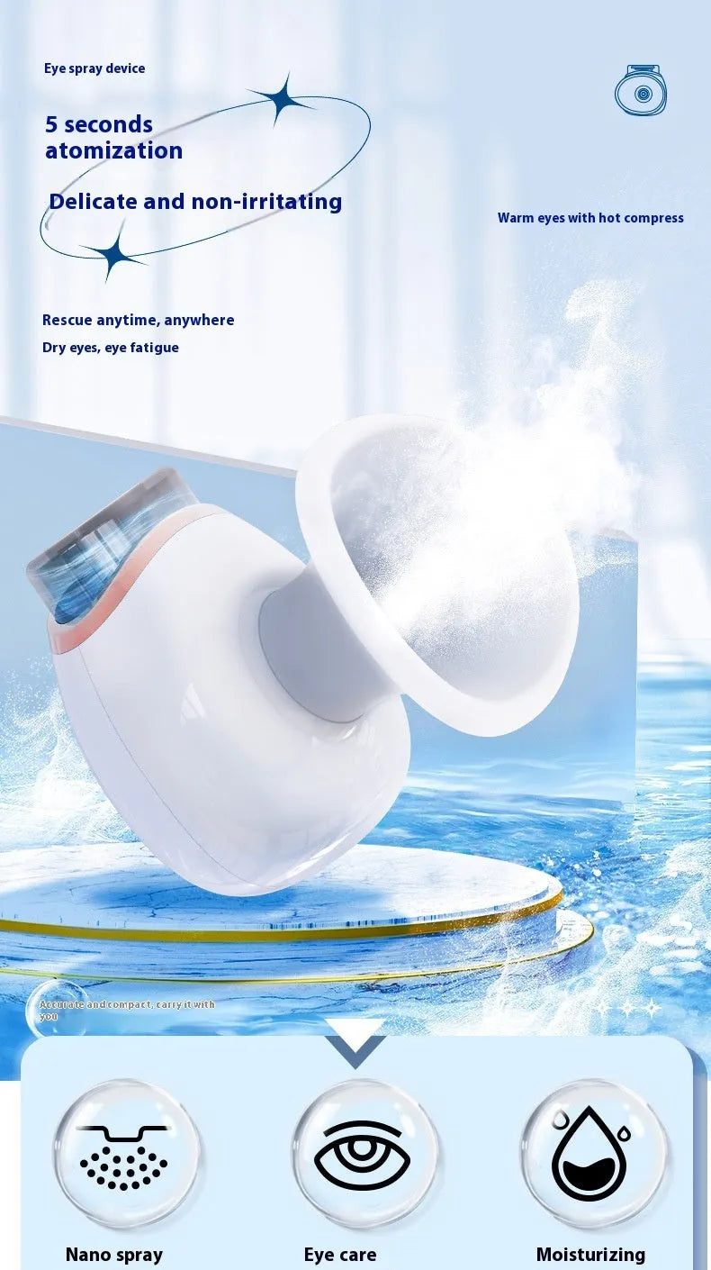 White and purple household eye humidifier fog moisturizing instrument with lithium battery