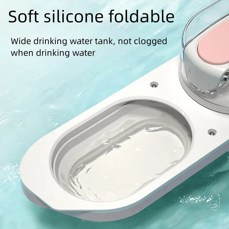 Portable pet water bottle with foldable silicone drinking bowl for dogs and cats