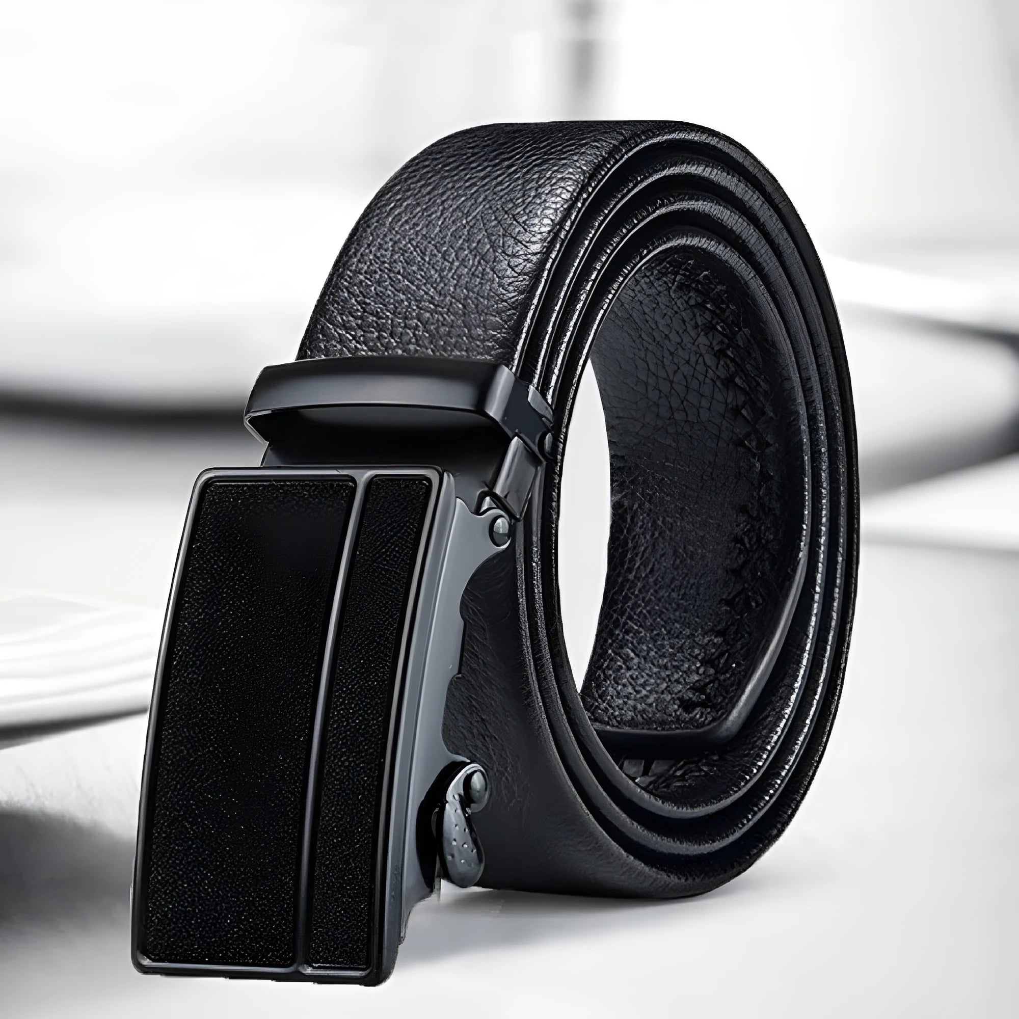Black Bales Catch men's imitation leather belt 120cm electroplated buckle starry sky black