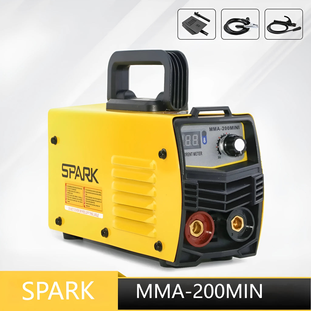Household DC 220V welding machine with inverter technology and complete accessory set including tongs, clamps and face shield