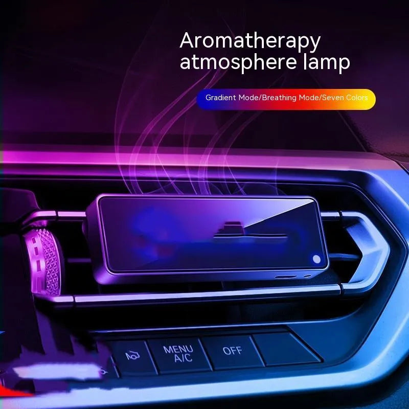 Black automobile aromatherapy air outlet light with USB cable and fragrance sticks