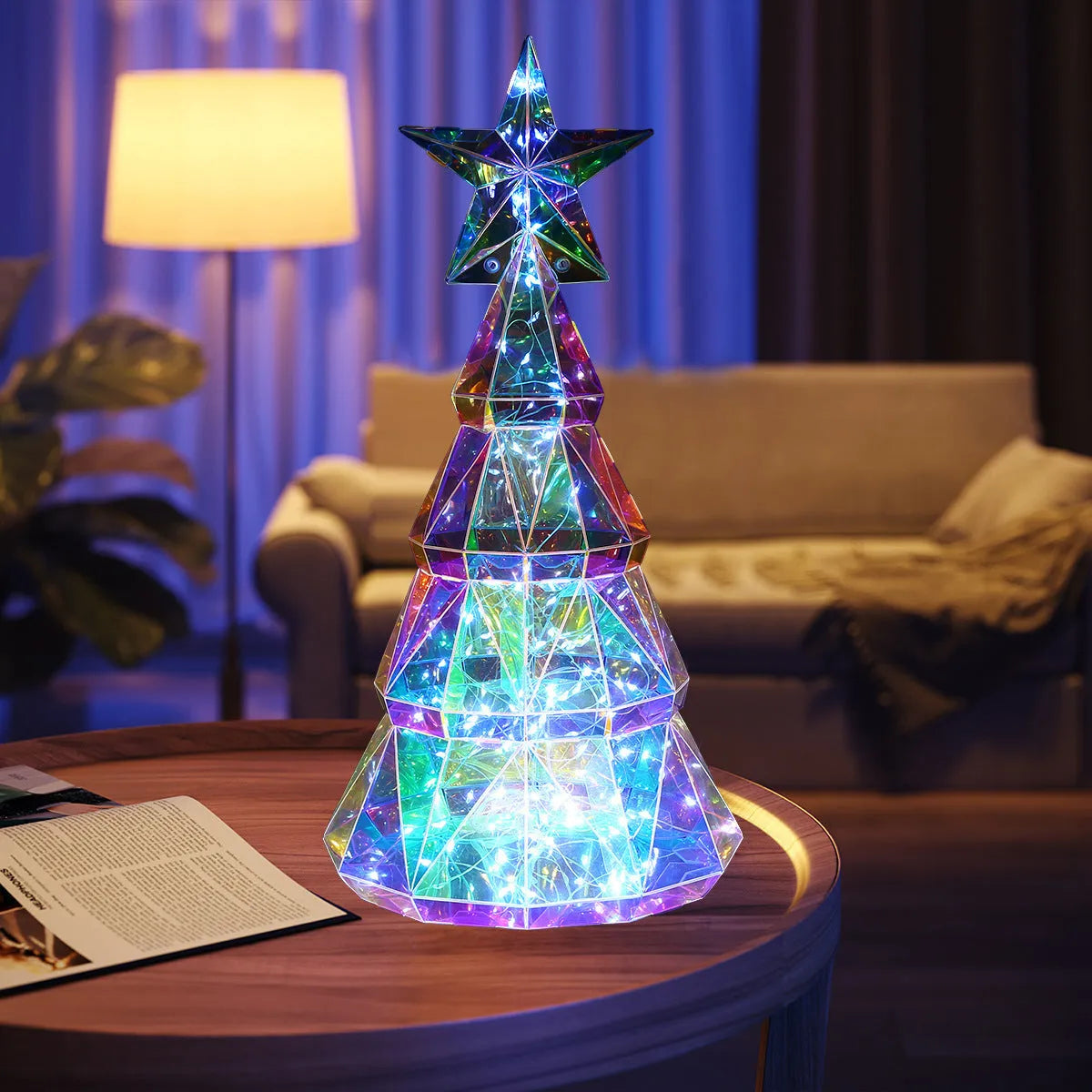 Colourful cartoon Christmas tree light decoration measuring 14.5×4.8×20cm with LED illumination