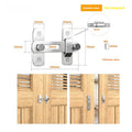 Black carbon steel and stainless steel sliding door lock with a 90-degree latch and flat shackle.