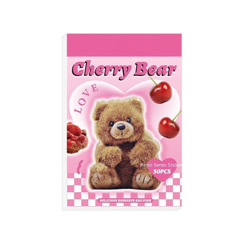 American retro cartoon sticker book showing six colour themes with 4x6cm copper board paper adhesive sheets