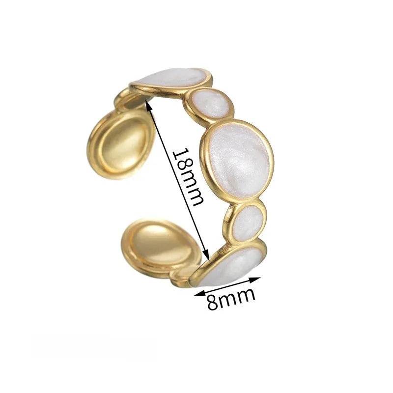Geometric adjustable stainless steel ring for women with electroplated silver finish