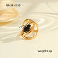 Women's adjustable geometric ring with zirconia stones on electroplated stainless steel band