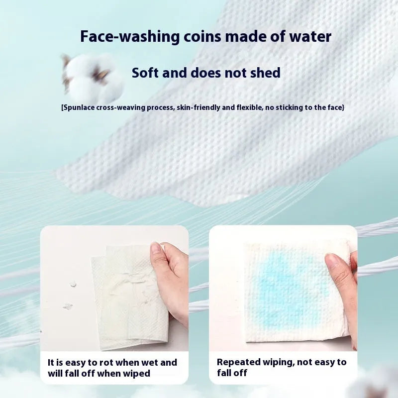 Disposable face cloth roll with hanging mechanism and 100 sheets in soft cotton style