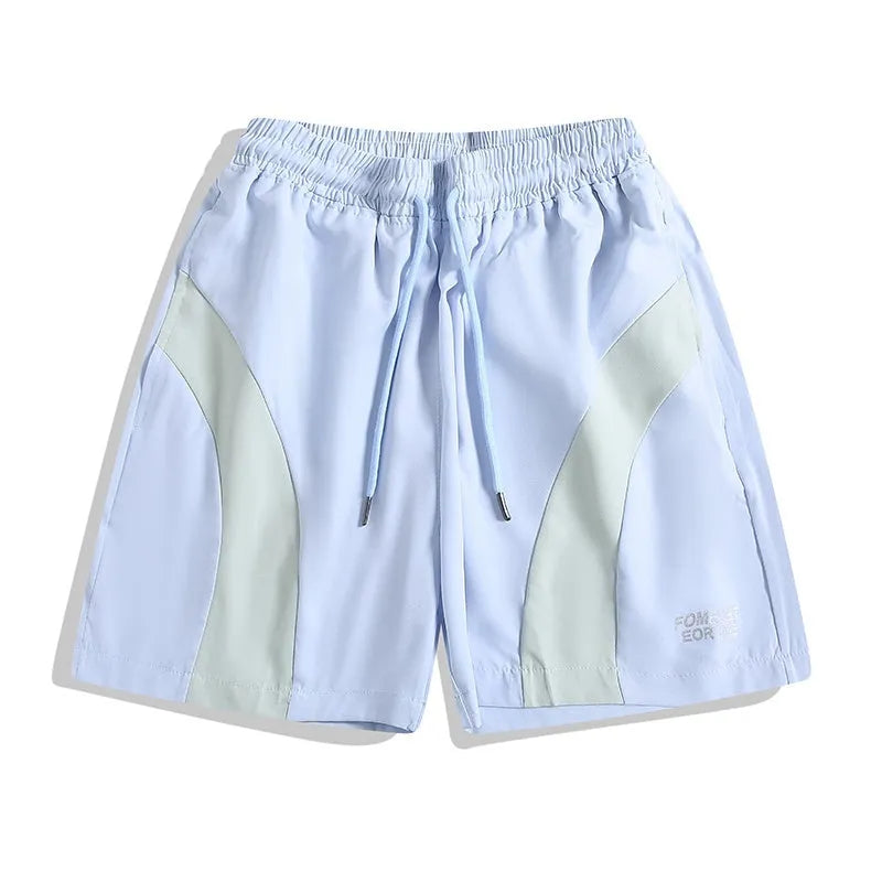 Men's quick-drying black sports shorts with elastic waistband and loose straight-leg fit