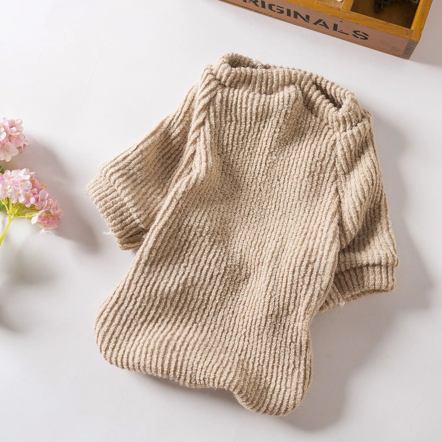 Brown cloth sweater pullover for small dog on Bichon Pomeranian Teddy Schnauzer