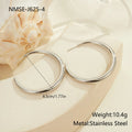 Simple round titanium steel hoop earrings for women in gold and steel finishes, shown in large and small sizes.