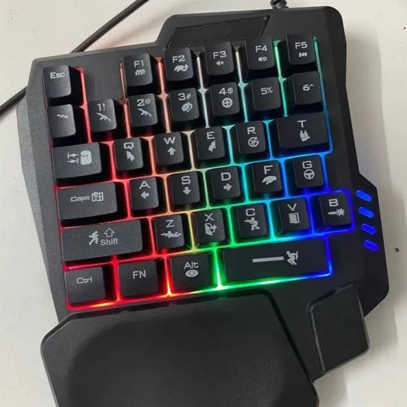 Single-handed mechanical keyboard and mouse set with ABS build and 1.5-metre USB cable