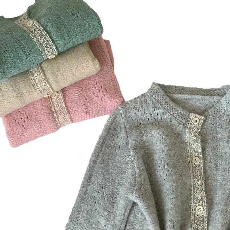 Korean artistic retro knitwear sweater coat in loose free size with viscose fabric