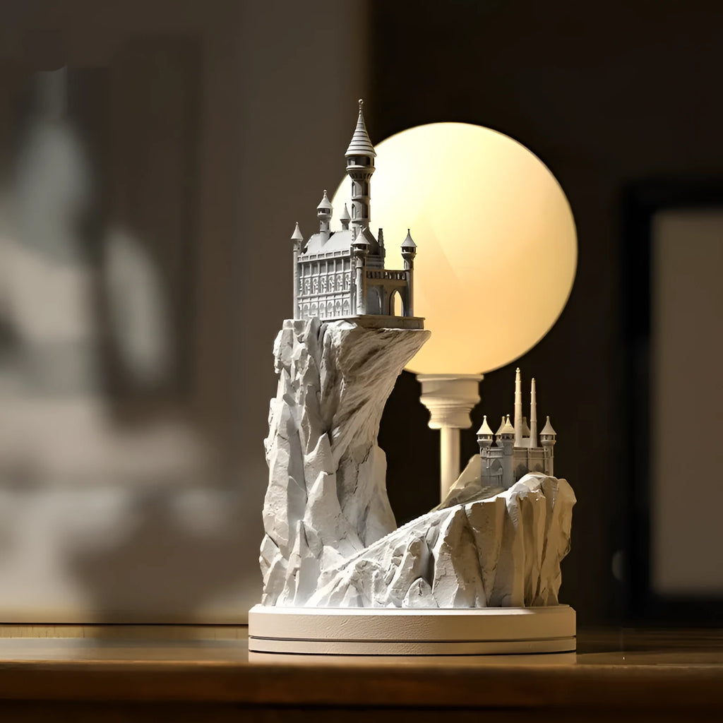 White composite gypsum table lamp with regular style design for bedroom night light use