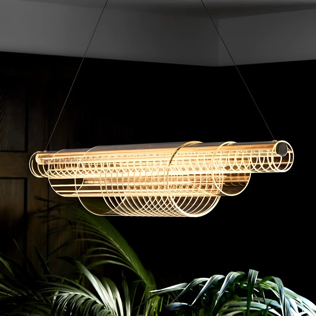 Minimalist modern glass pendant lamp with iron body in three available lengths