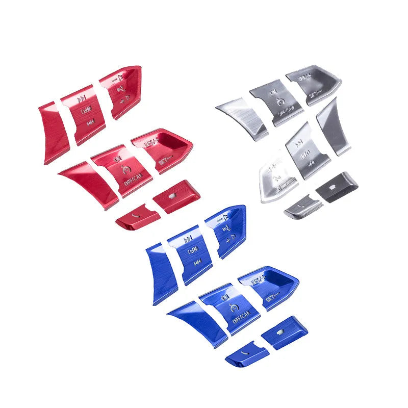 Aluminium alloy steering wheel decorative stickers with transparent button design